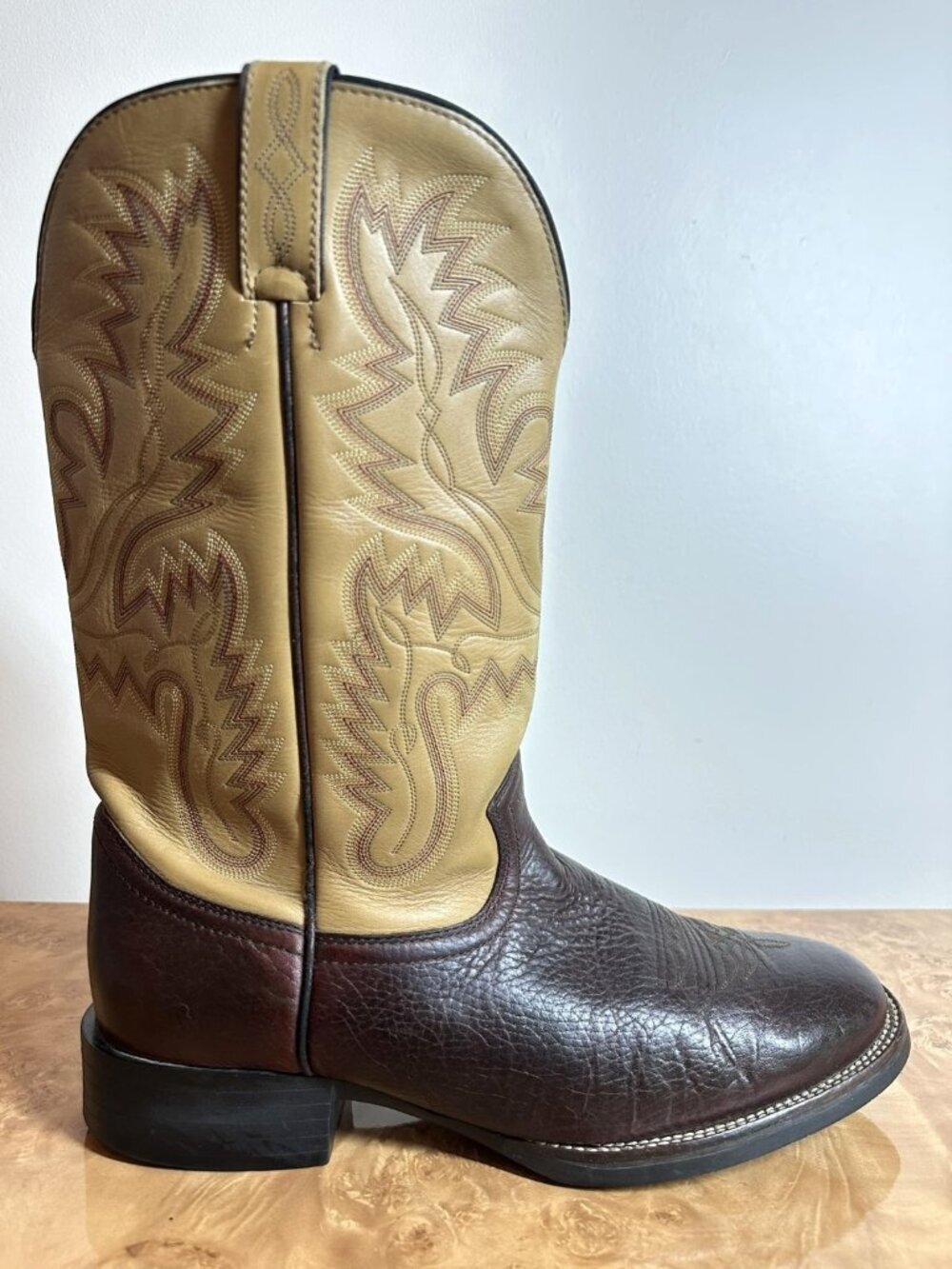 Justin Men's 11 EE Brown Tan Leather Western Cowboy Boots Round Toe